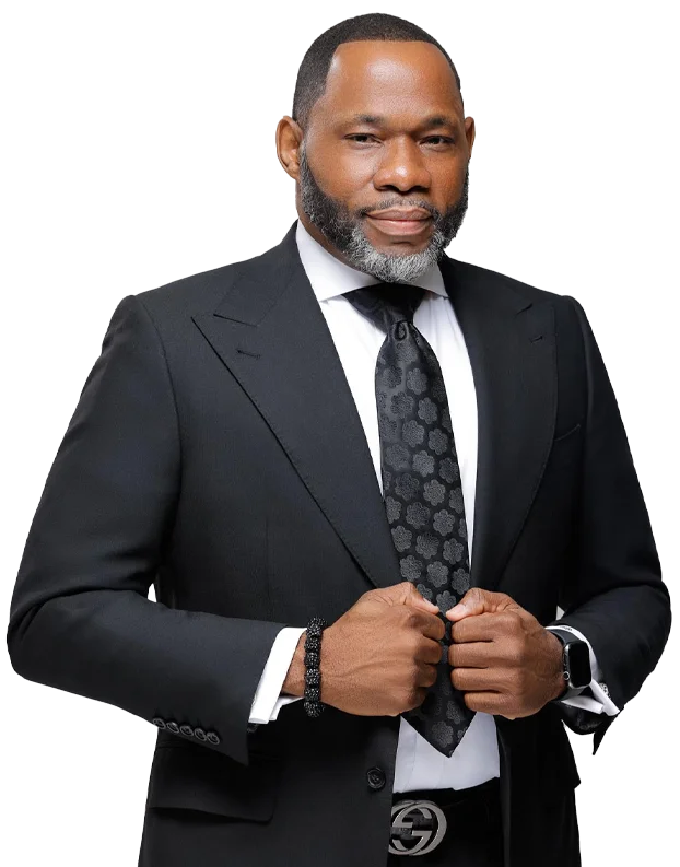 Bishop Tim R Newton, Sr in a black suit and tie